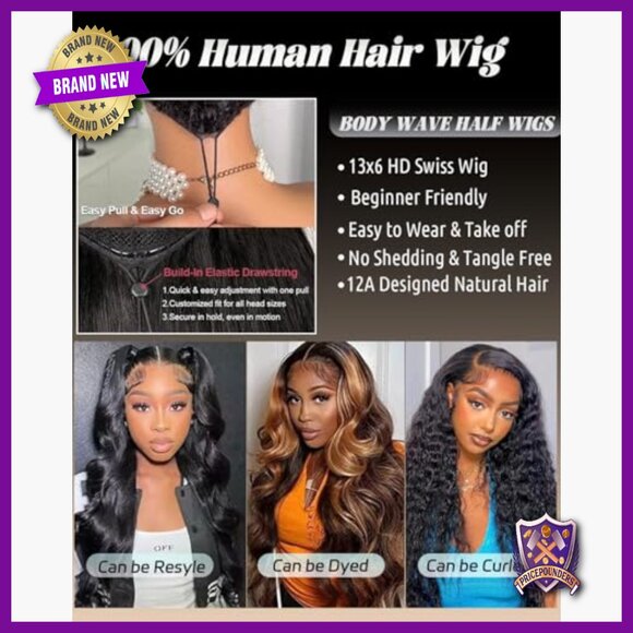 13x6 HD Lace Front Wig Human Hair 180 Density Body Wave Glueless